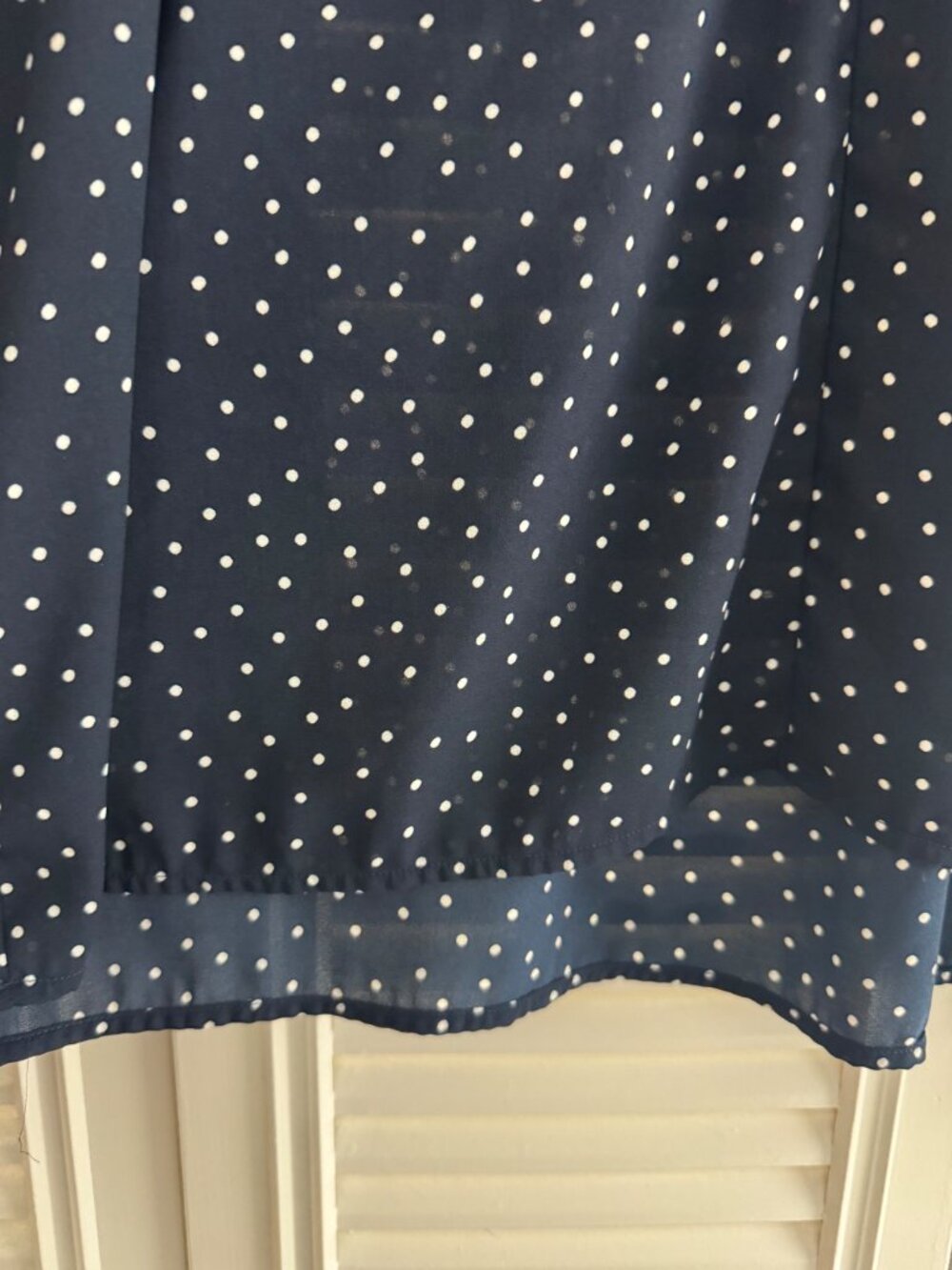 Loft Navy White Polka Dot Blouse XL - Picture 2 of 4